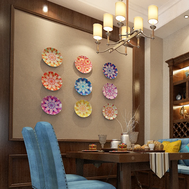 

Pattern Painted Ceramic Plate for Wall Decoration, Creative Home Background, American Plate, Dining Room and Living Room