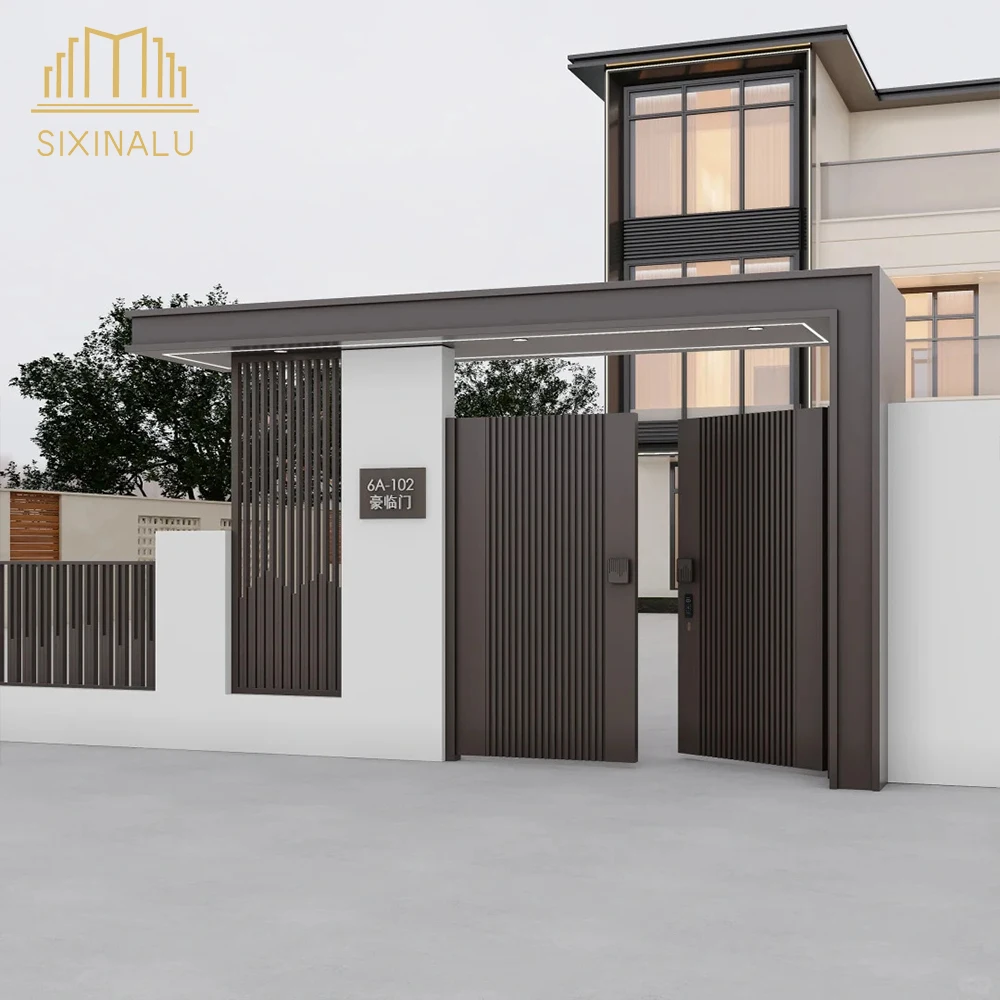 

Sixinalu Aluminum Gates Entrance Casement Door Main Fence Big House Exterior Patio Back Side Doors Home Decor Custom Panel