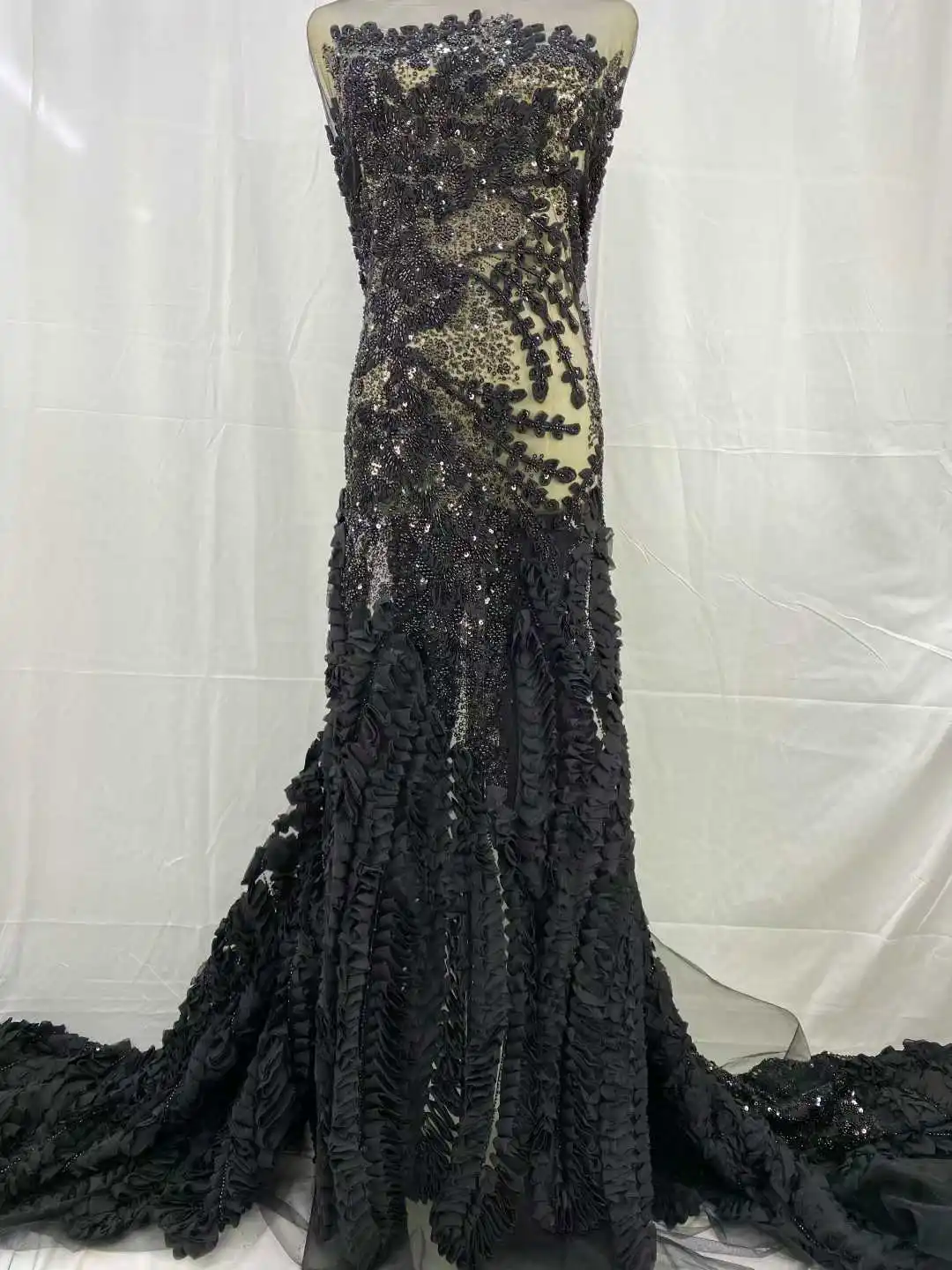 الجملة الساخن بيع الأفريقي مطرز أقمشة الدانتيل 2025 جودة عالية الأخضر الفرنسي النيجيري الترتر أقمشة الدانتيل لفستان الزفاف