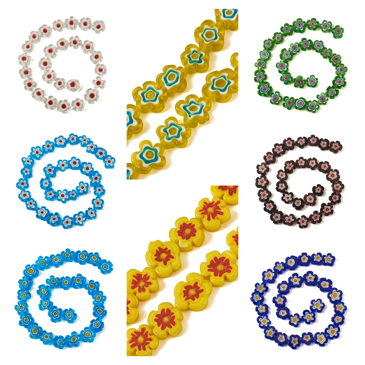 13mm Colorful Flowers Millefiori Lampwork Beads Glazed Glass Beads for Jewelry Making DIY Bracelet Necklace Earrings Accessories
