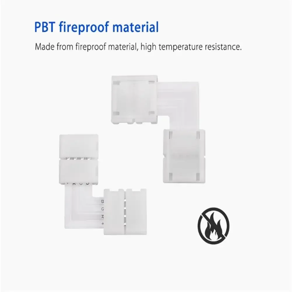 LEDストリップライト,l字型,耐火素材,PCbアダプター,10x10mm, 4ピン,5050, 3528