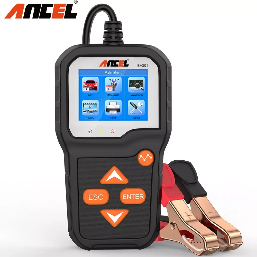 Ancel BA301 12V 6V Car Battery Tester Car OBD2 Diagnostic Device Tester Car Analyzer 100 to 2000 CCA Battery Tester for Car/Moto