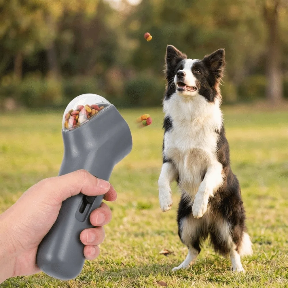 Spring Powered Trigger Pet Food Feeder Single Hand Use Light Weight Build Pet Training Feeder Portable Compact Frame