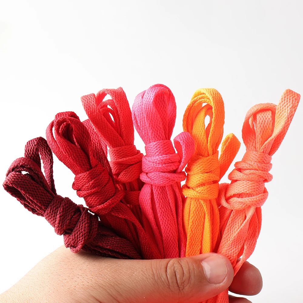 HIBERNI Flat Shoelaces for Sneakers/Adidas/Nike - 120cm/140cm Red/Orange/Hot Pink | Soft & Vibrant Laces for AF1 Shoes 1Pair