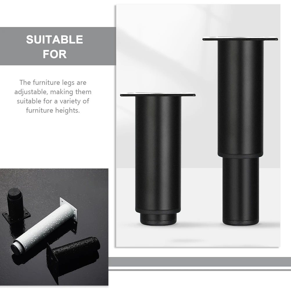 

4Pcs Adjustable Metal Furniture Legs Heavy Duty Support Sofa Couch Cabinet Table Rubber Feet Black Furniture Legs