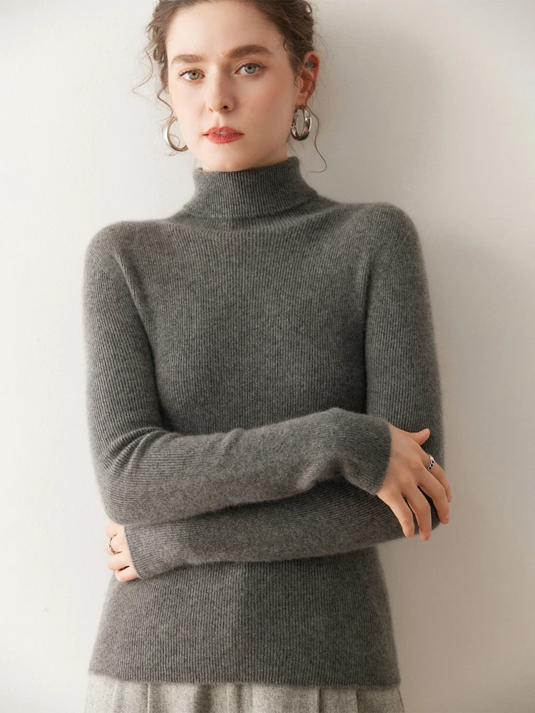 

Yoyoselect, осенне-зимний женский пуловер с воротником из 100% кашемира, свитер, новая мода, базовая внутренняя одежда, трикотаж, мягкие теплые топы