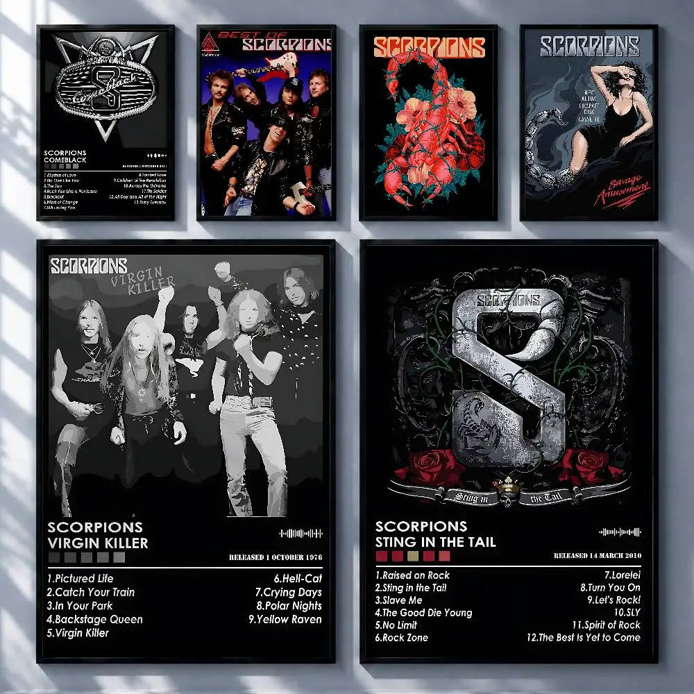 Rock Band Scorpions Posters Premium Self-Adhesive No Residue Wall Sticker for Home Office Bar Decor