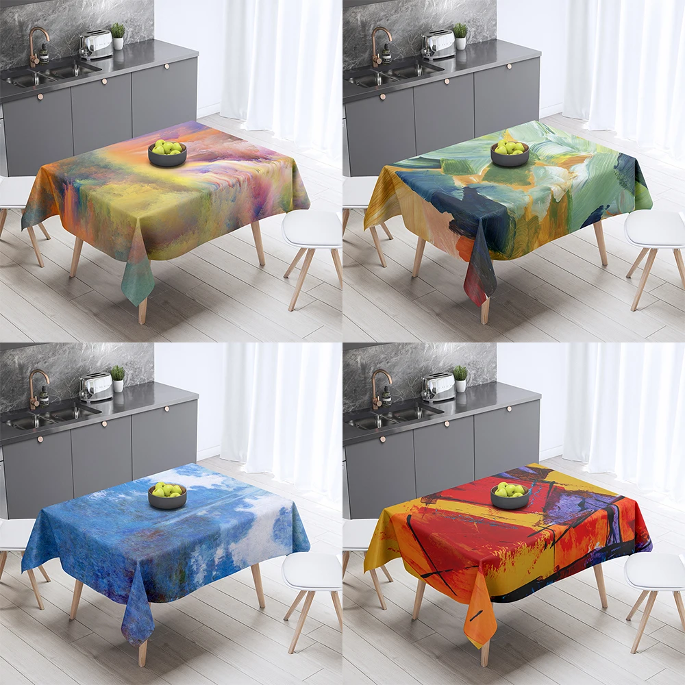 Painting Graffiti Print Pattern Tablecloth Home Decor Rectangular Party  Stain Resistant  Dust Cover