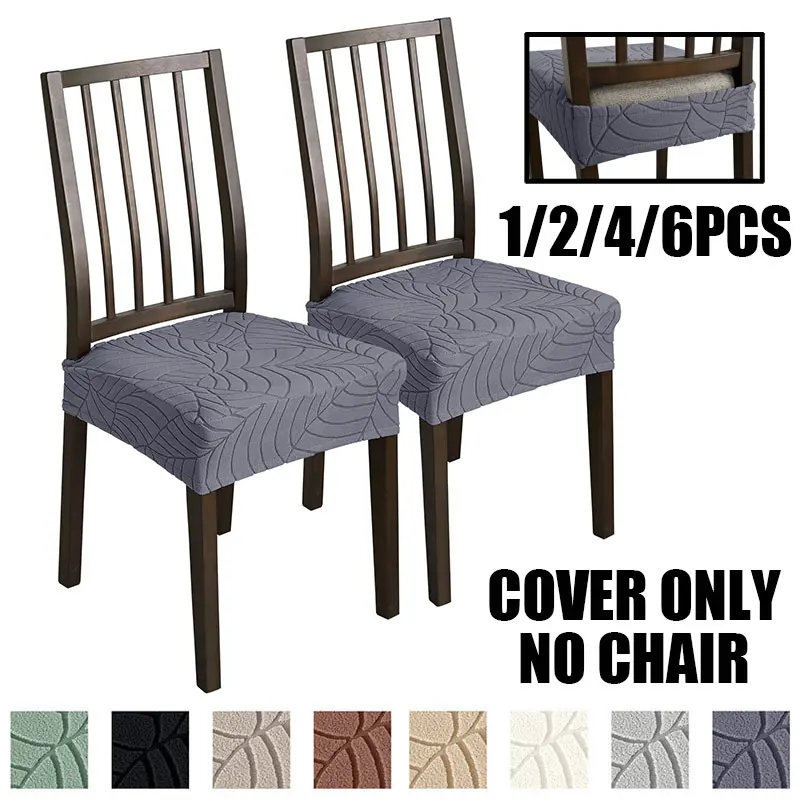 Housse de chaise en Jacquard feuille, couleur unie, protection de chaise amovible, cuisine, salle à manger, maison, Restaurant, 1/2/4/6 pièces
