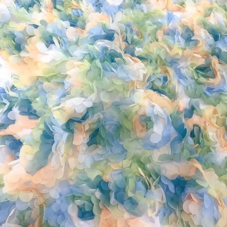 3d ชีฟอง rose ดอกไม้ลูกไม้ผ้าดอกไม้เย็บปักถักร้อย tulle สําหรับงานแต่งงานชุด Tutu ชุดเจ้าสาว Veiling ชุดราตรี 1 หลา