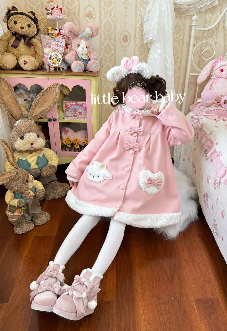 

Original Fluffy Thick-Soled Snow Boots for Women Winter Sweet and Cute Elegant Fleece-Lined Short Girls Lolita Warm Shoes