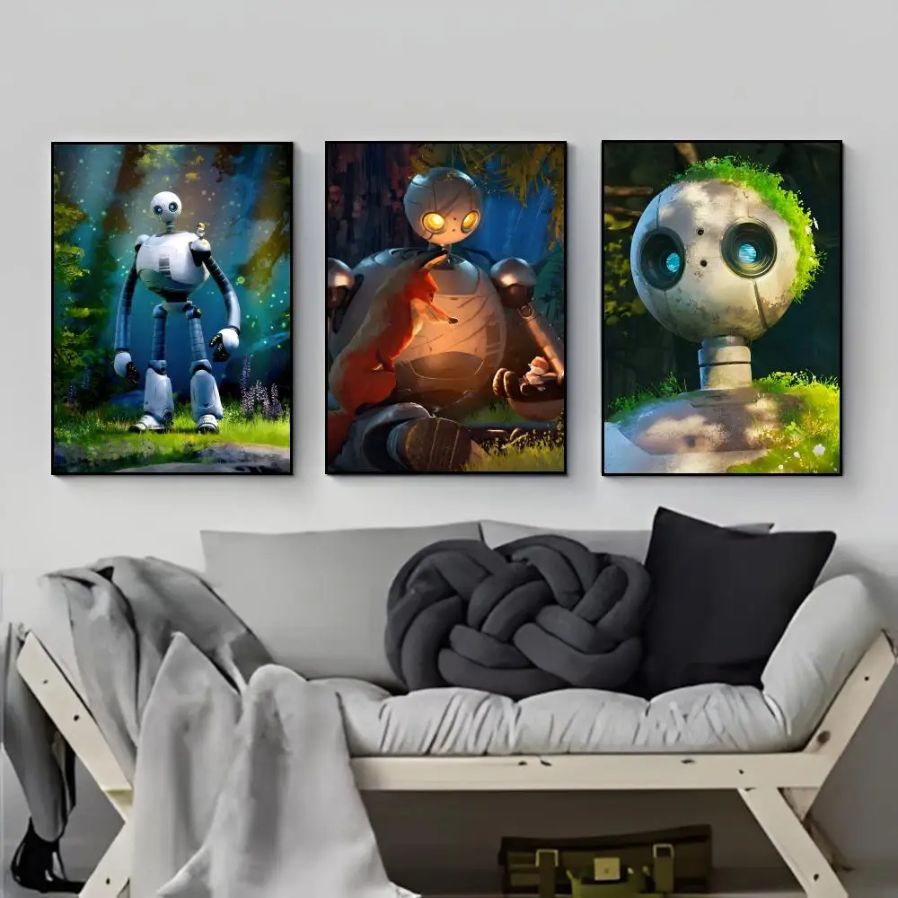 Gentle Futuristic T-The Wild Robot Animated Film Vibe Poster HD  Waterproof Wall Sticker Bar Living Room Decor Gift