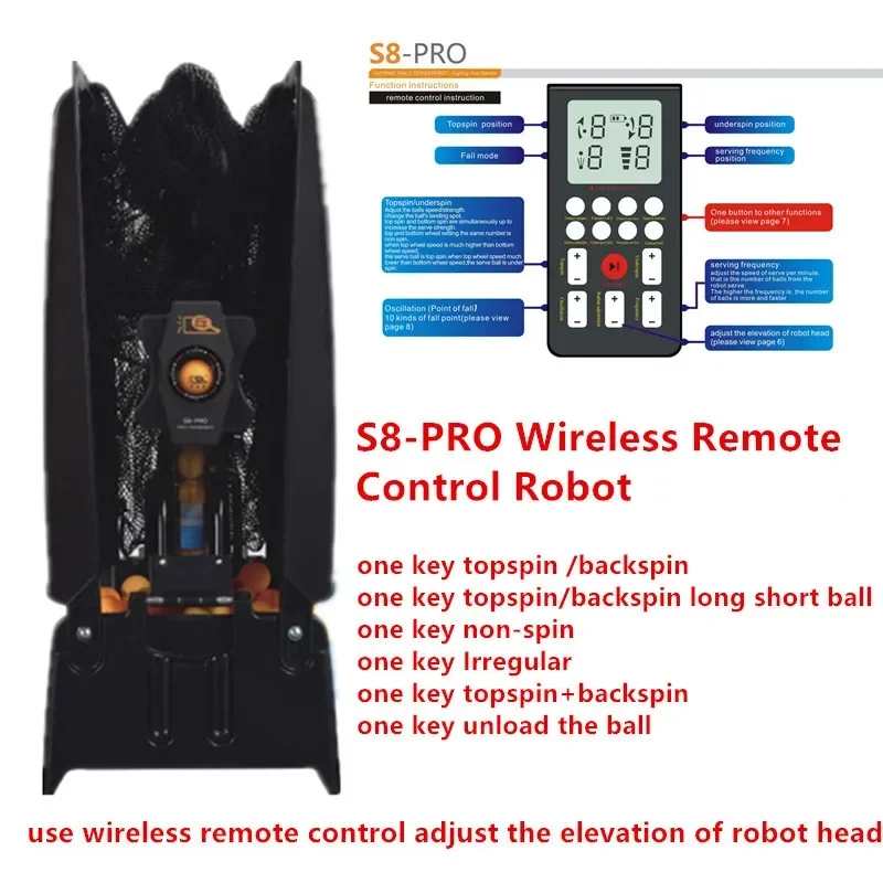 S8-PRO Table Tennis Robot/Machine Easy Assemble Goods for Practice Multifunctional Recycle Balls Table Tennis Robot Machine