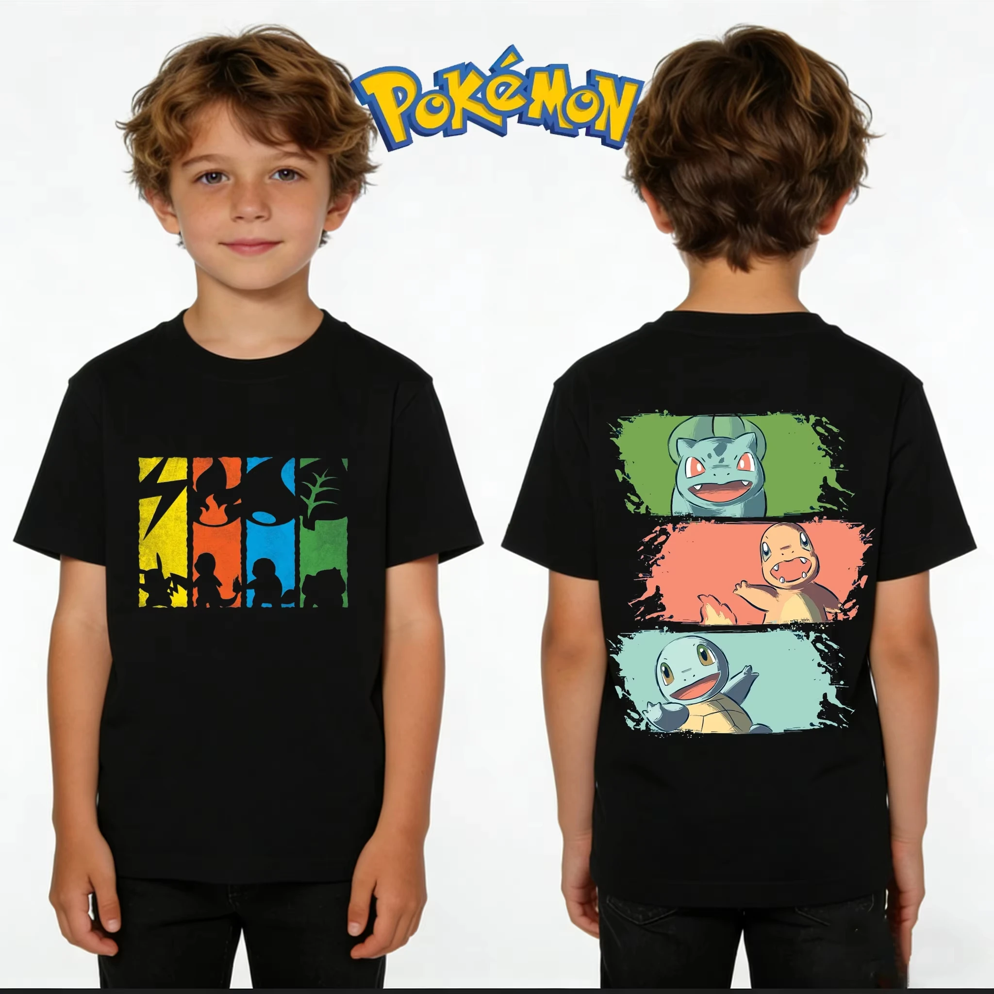 2026 Neues Pikachu Pokemon Cartoon-Print T-Shirt für Kinder Hochwertiges Freizeit-T-Shirt Familien-Partnerlook Eltern-Kind-Outfit Sommer Vielseitig