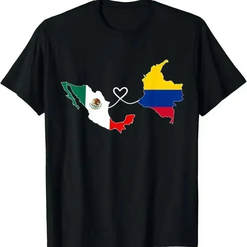 Half Colombian Mexican Flag Map Dna Mexico Colombia T Shirt