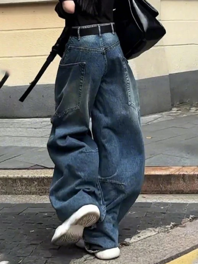 

Vintage Scimitar Pants Banana Jeans Women Loose Wide-Leg Pants Floor-Length Pants Cargo Trousers Streetwear Y2k Clothes Trendy