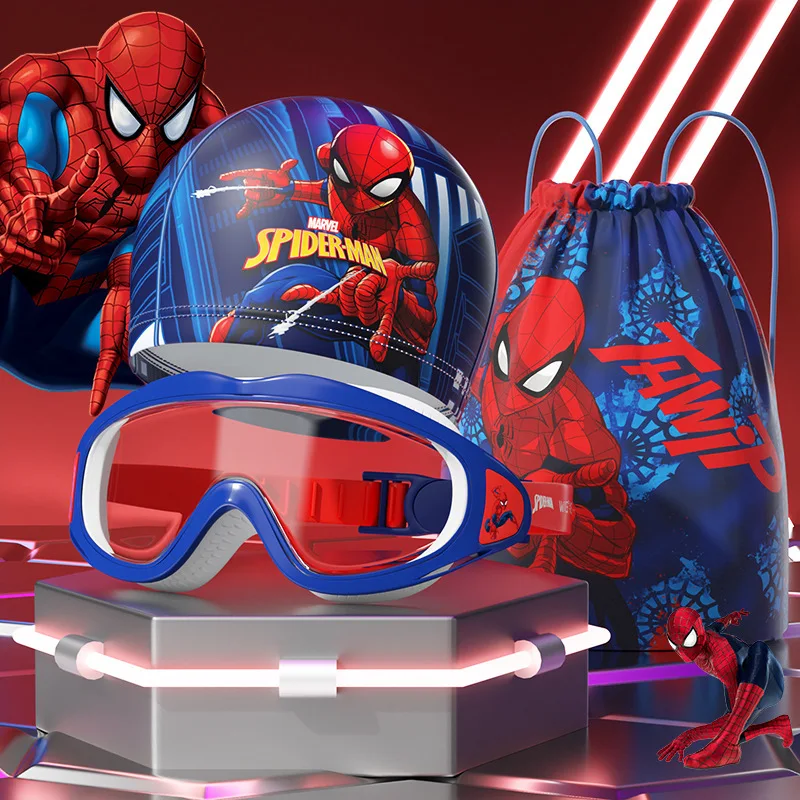 Marvel Spider-Man Children'S Goggles Swimming Caps  Swimming Glasses Waterproof Anti-Fog Hd  Disney swimming goggles diving cap