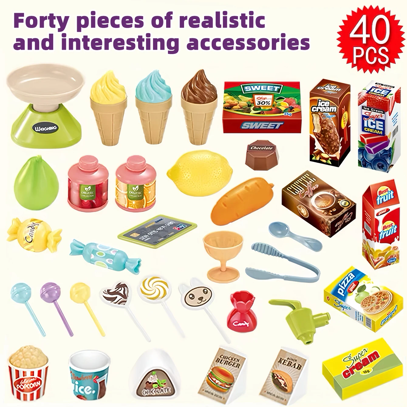 Jouet de caisse pour enfants, caisse enregistreuse de supermarché, jeu de Simulation, panier de courses, magasin de commodité, chariot de crème glacée, 2025