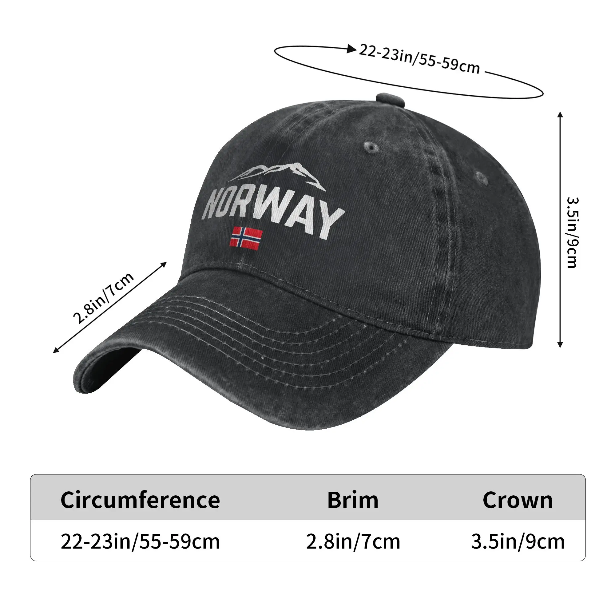 NORWAY Flag Sun Baseball Cap  Fashion Unisex Men Washed Trucker Hat Dropshipping Design Hunting Camping Baseball Caps Gift