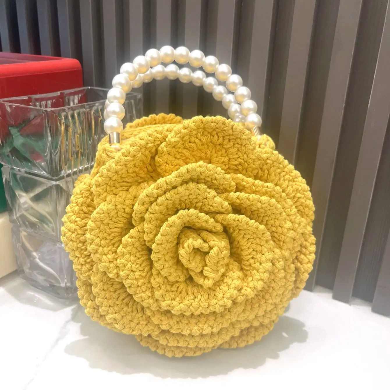 handmade Crochet flower shape Evening clutch Bag Purses and handbag luxury Designer banquet bag Women\'s bag