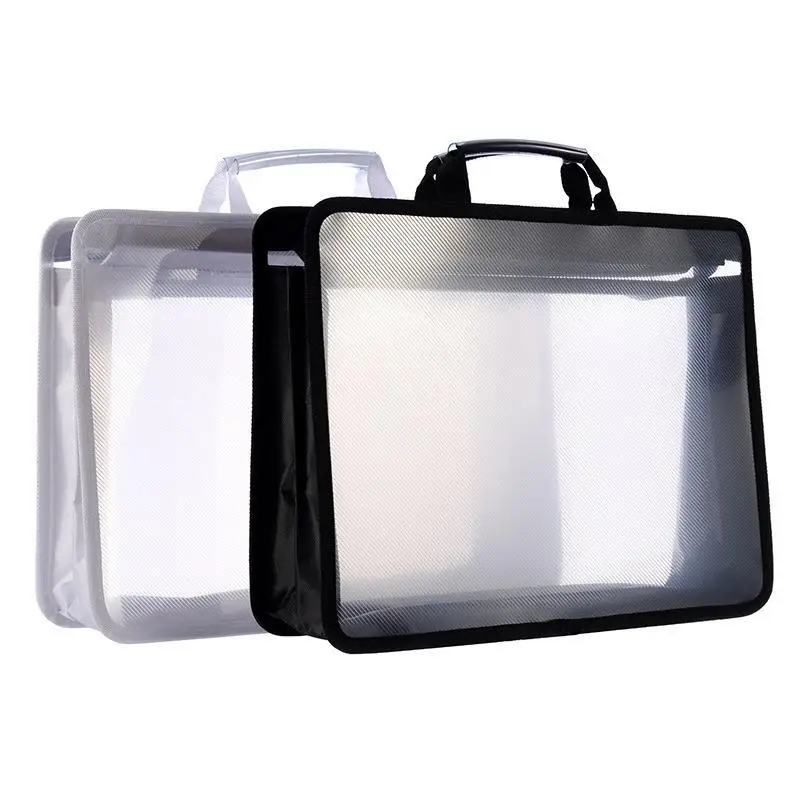 Transparent A4 Stereoscopic PP Storage Bag, Odorless Water-resistant Portable Organizer for Document, Textbook