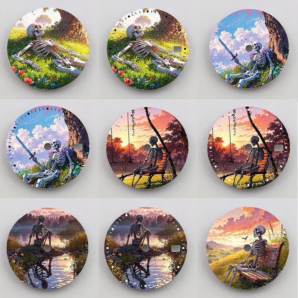 

Циферблат часов 28,5 мм, циферблат с индивидуальным узором, циферблат nh35, цветная печать, циферблат nh35, подходит для часов NH35/36, детали механизма