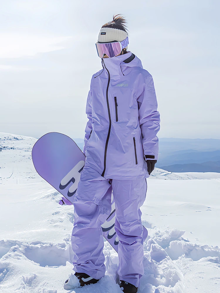 KUFUN ملابس التزلج مقاوم للماء يندبروف سميكة على الجليد ملابس الثلوج الشتاء سترة أعلى السراويل بنطلون فضفاض المرأة سيدة مراهقة #1