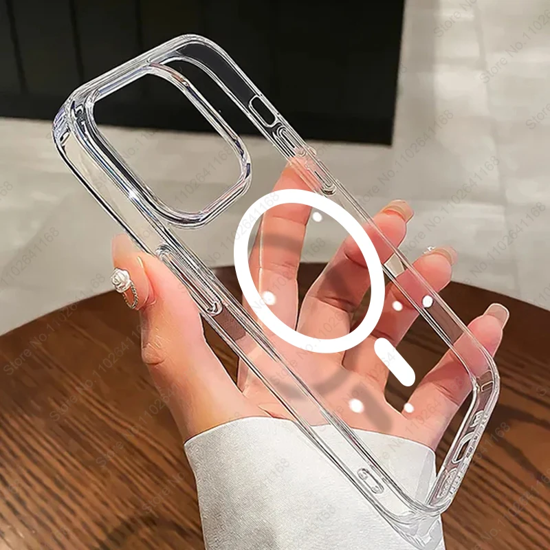 מגנטי מקורי עבור במקרה טעינה אלחוטית מגכספת עבור iPhone 15 14 13 12 11 פרו מקס פלוס xr xs ברור אביזרים כיסוי