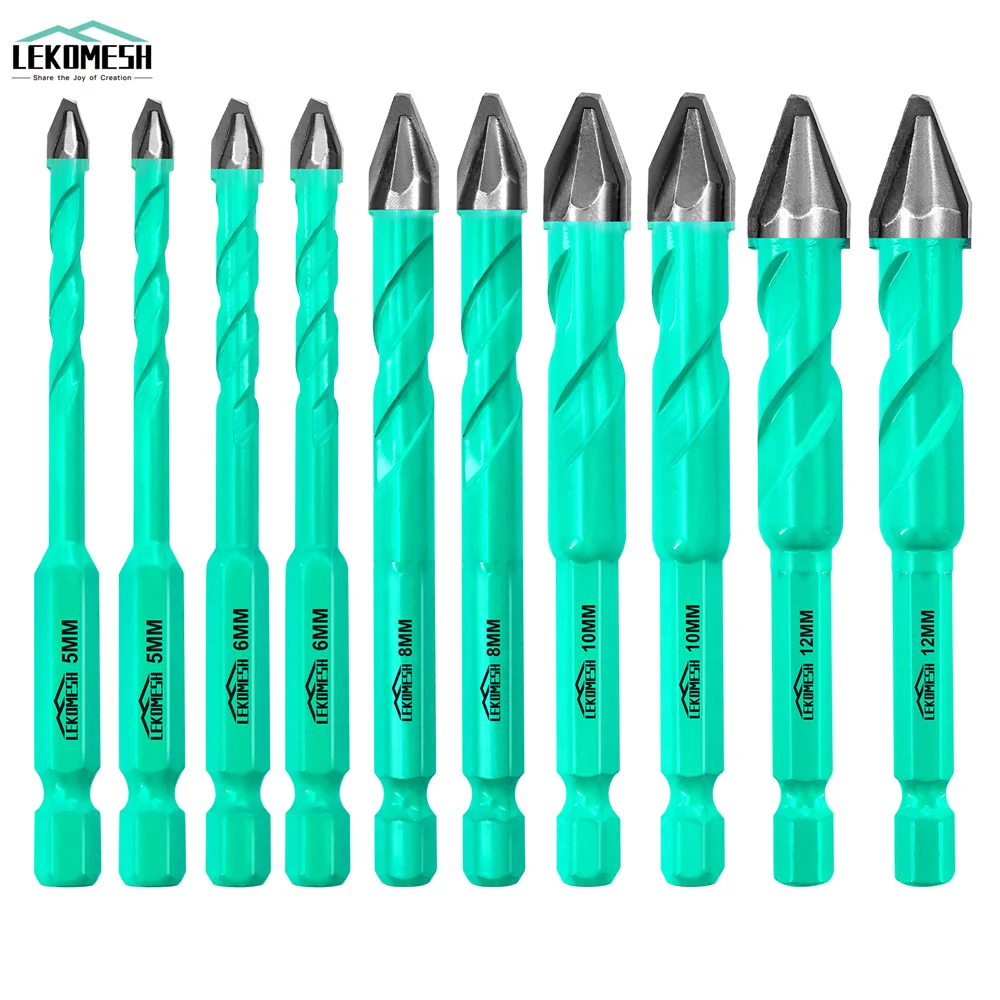 LEKOMESH 10Pcs 6-10mm Drill Bits Set Quick-Release Shank Carbide Tipped Hole Saw For Drilling Wood Masonry Concrete Ceramic Tile — zdjęcie 3