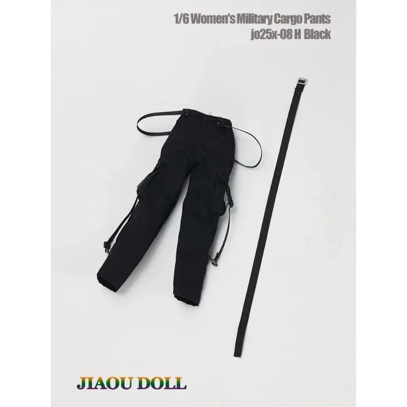 1/6 Scale Trendy Female Soldier Fashion T-shirt Pants with Belt Clothes Model for 12'' Action Figures Body Doll