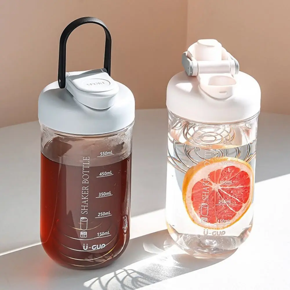 

Portable Plastic Sports Water Cup Leakproof Clear Scale Stirring Cup Fall Proof with Handle Fitness Cup Office