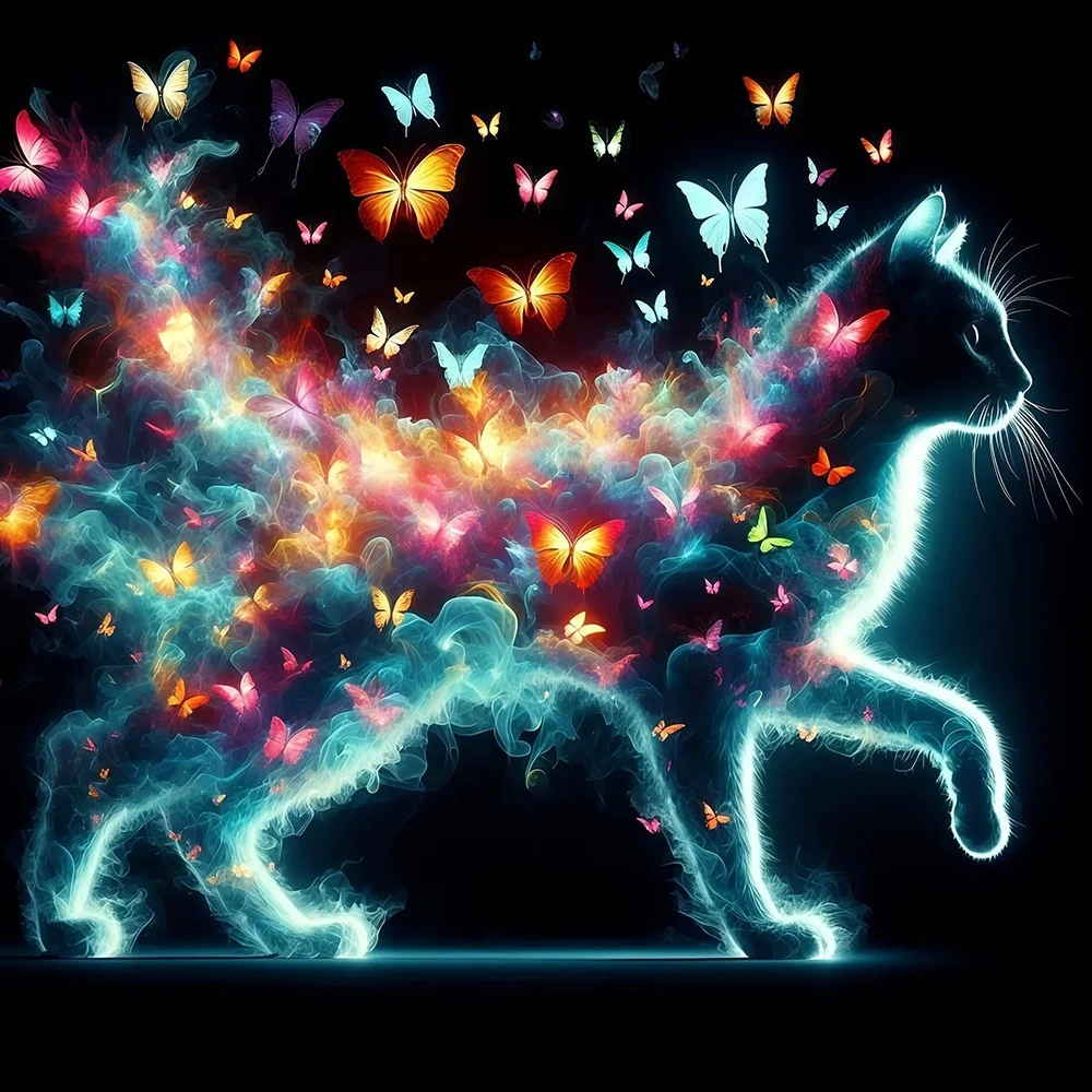 EverShine 5D-Diamantgemälde, Katze, Schmetterling, voller Platz, runder Bohrer, Stickerei, Tier, DIY, Mosaik, Kätzchen, moderne Heimdekoration