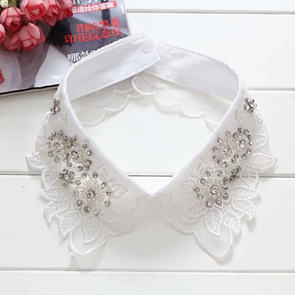 

Модный женский хлопковый воротник-имитация с ажурным цветочным узором и кружевом для рубашек