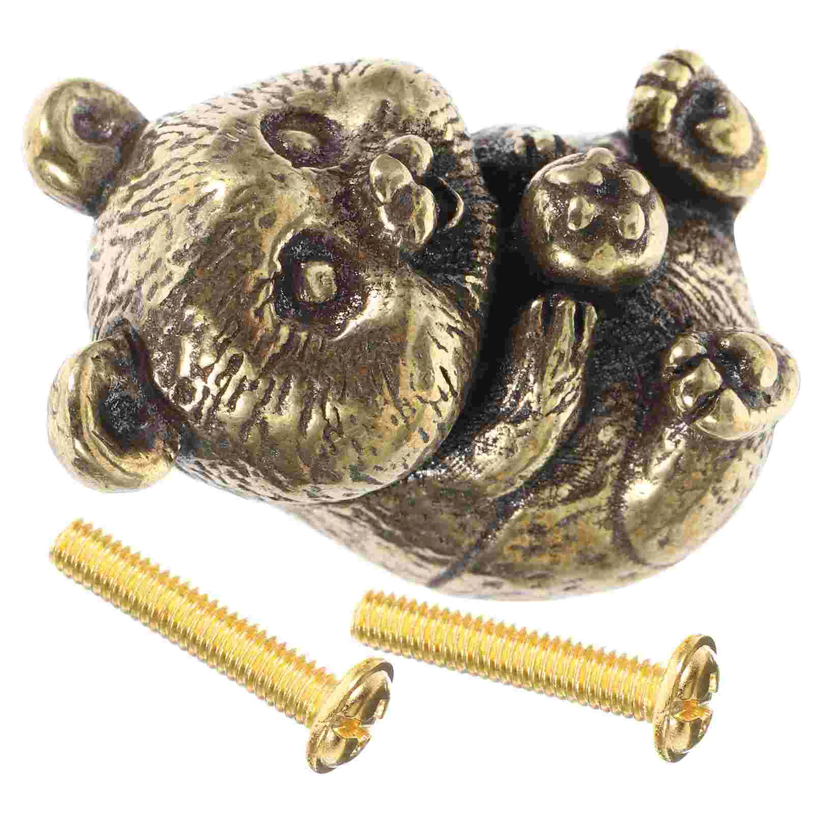 Maçaneta de porta de latão, gaveta, cômoda, puxadores de hardware para armários, design criativo de panda, latão robusto