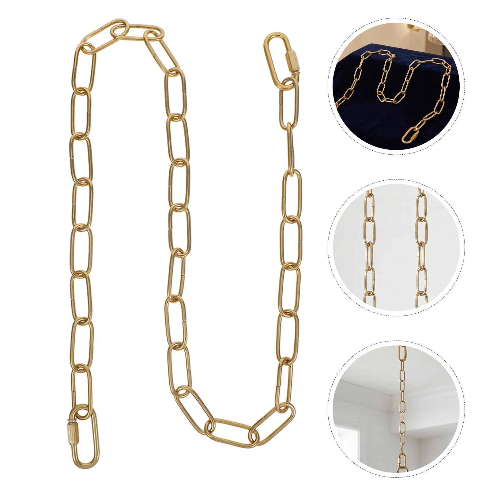 3Pcs Pendant Hanging Chain Set Gold Metal Heavy Duty Adjustable Ceiling Chain Hooks for Light Fixture Installation Decorative