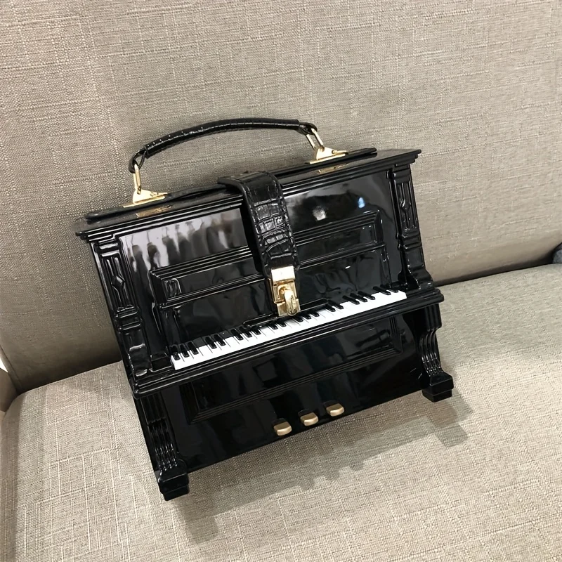 

Piano Shape Handbag, Acrylic Box Shaped Purses, Women's Chain Crossbody Bag For Gift