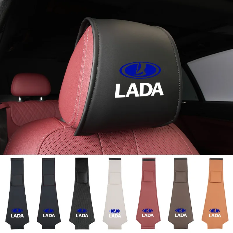 Car Leather Headrest Protective Cover Storage Bag For Lada Vesta Niva Samara Kalina Largus Priora Xray Granta