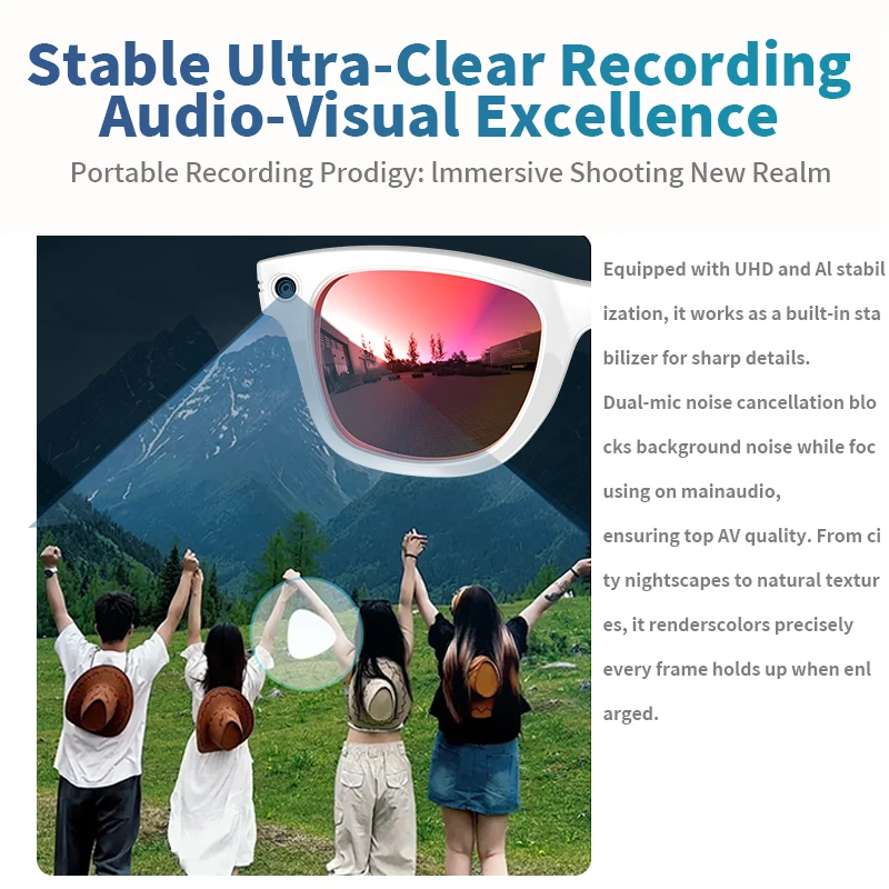 LIGE 8MP Smart Glasses Camera Video Recording Photo Recognition Answer Call AI Translate Bluetooth Sunglasses WIFI Transmission