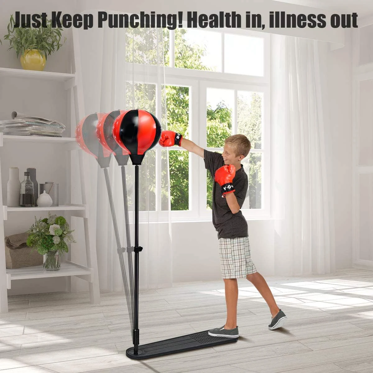 

Punching Bag With Stand, Height Adjustable Reflex Bag W/Boxing Gloves, Hand Pump For Adults & Teens,Kids Boxing,Christmas Gifts