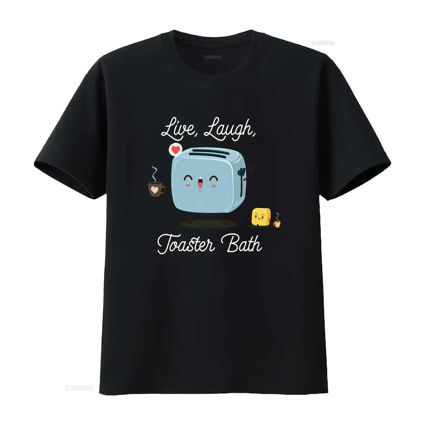 Live Laugh Toaster Baths T Shirt for Him Her Sarcastic Funny Weird Parody vintage Washed fashion Stretched Breathable Casual