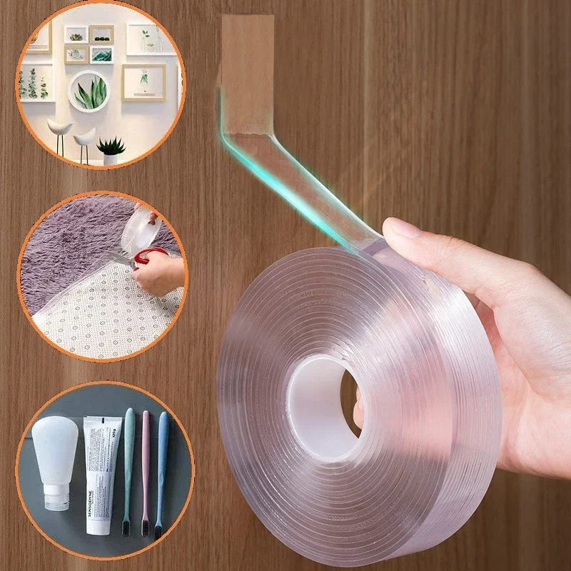 1pcs Double Sided Heavy Duty Traceless Tape Removable Adhesive Nano Gel Tape for Wall Kitchen Carpet Photo Car Fixing Home Decor