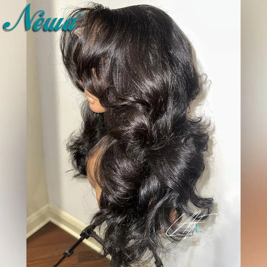 Newa شعر مستعار دانتيل عالي الدقة فائق المجهزة 100% شعر بشري بدون صمغ شعر مستعار جاهز مموج مسبقًا شعر مستعار أمامي من الدانتيل عالي الدقة للنساء