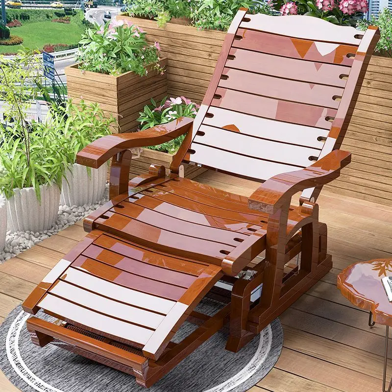 Reclining chair folding lunch break nap chair household adult simple bamboo rocking chair balcony leisure portable