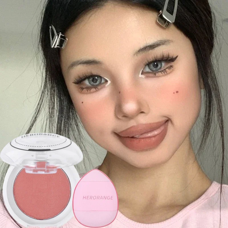 Waterdicht Monochroom Blush Palet Blijvende Natuurlijke Wangcontour Tint Perzik Roze Gezicht Blusher Modder Met Poederdeeg Cosmetica