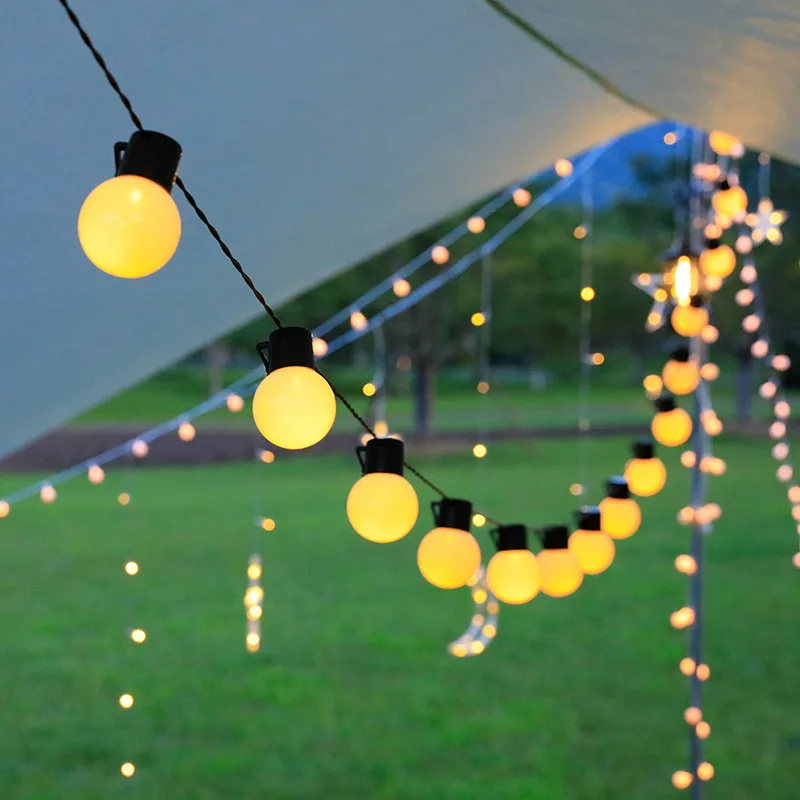 Spot LED bulb light string Outdoor rain-proof festival garden garden decorative light string Solar bulb light string