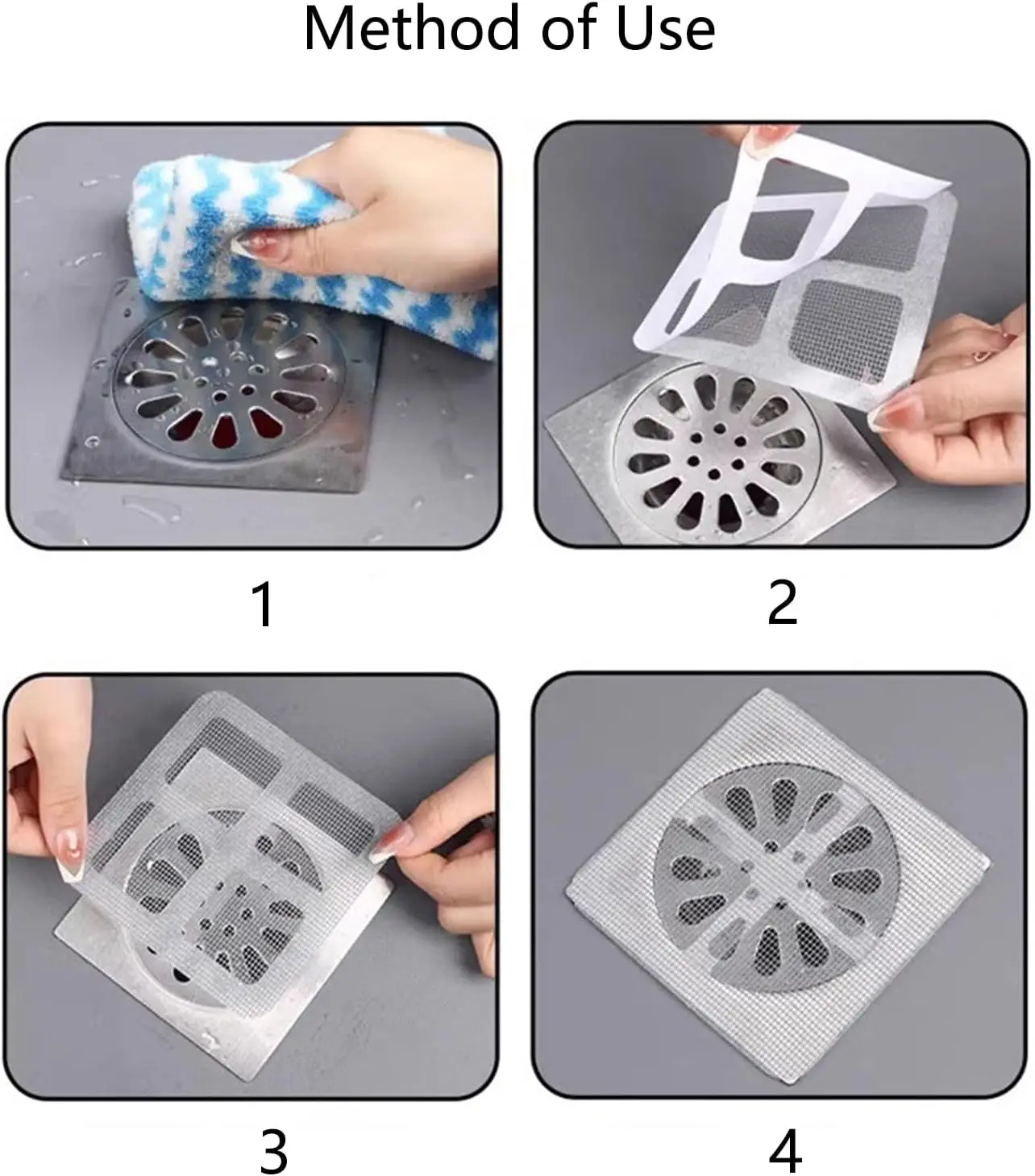 Disposable Drain Hair Catcher Shower Drain Cover Hair Catcher,Shower Drain Mesh Stickers for Human and Pet Hair for Bathroom Lau