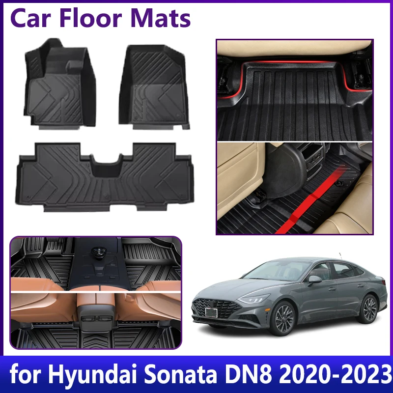 

Автомобильные коврики с левым рулем для Hyundai Sonata DN8 10th 2020 2021 2022 2023 Водонепроницаемые ковры Кожаный коврик из ТПЭ для ног Ковер с защитой от грязи