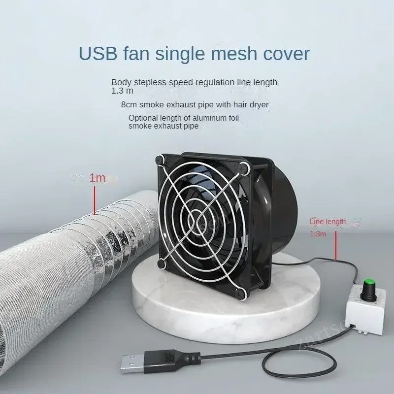 USB Adjustable Speed Solder Smoke Absorber ESD Fume Extractor Fan Pipe Duct Exhuast Fan with 1M Pipe Tub Router Working Fan