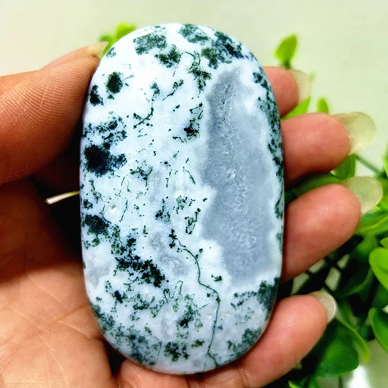 Natural Stone Moss Agate Palm Stones Magic Spiritual Meditation Energy Reiki Treat The Disease Feng Shui Crystal Room Decoration