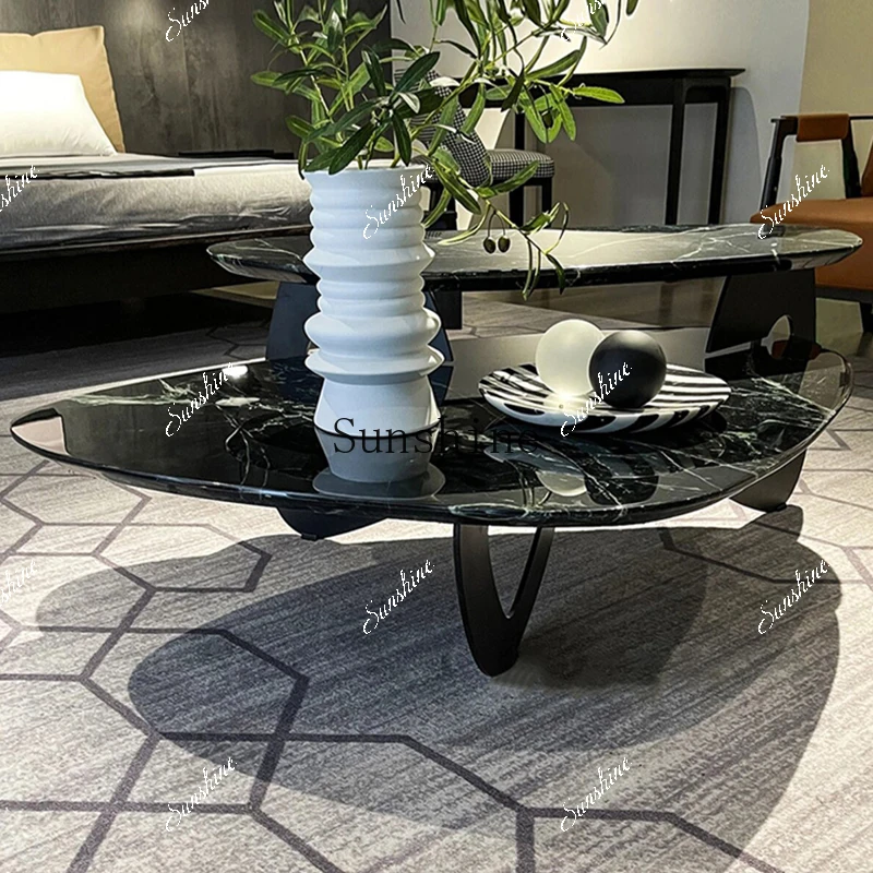 Italian large flower green luxury stone special-shaped coffee table light luxury modern simple living room small apartment  FT